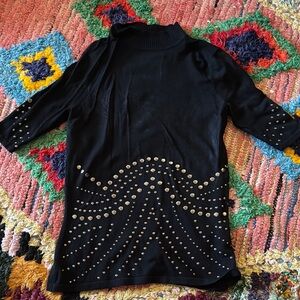 Unbranded Grommet Embellished Short Sleeve Turtleneck